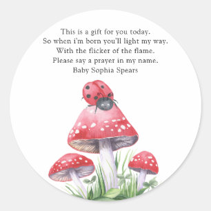 Watercolor ladybug. Prayer for candle Classic Round Sticker
