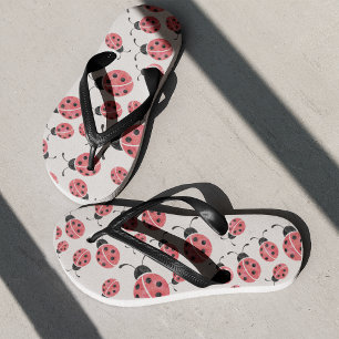 Watercolor Ladybug Print Flops Thongs