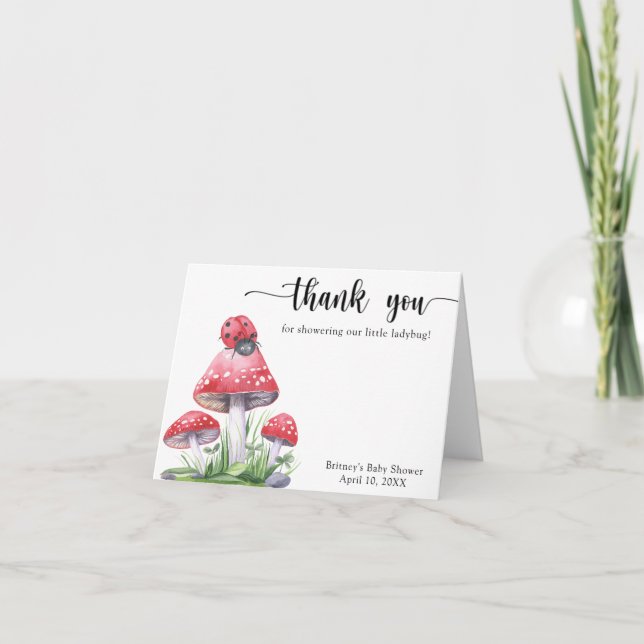Watercolor ladybug - thank you baby shower (Front)