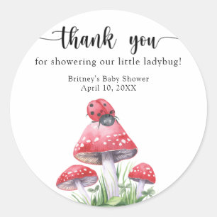 Watercolor ladybug - thank you baby shower classic round sticker