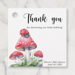 Watercolor ladybug - thank you baby shower favour tags