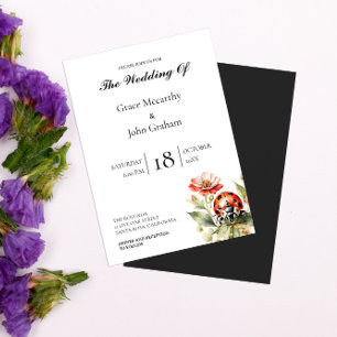 Watercolor ladybug wedding invitations