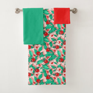 Watercolor Ladybugs Bathroom Towel Set