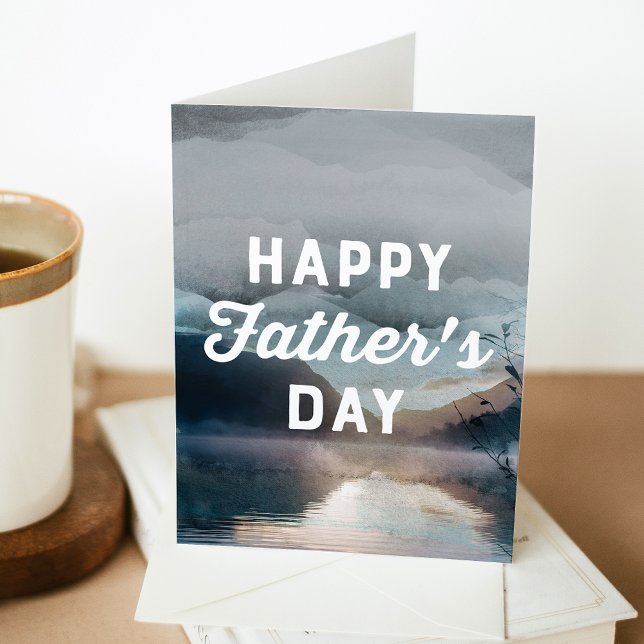 Watercolor Lake and Mountain Happy Father's Card (Creator Uploaded)