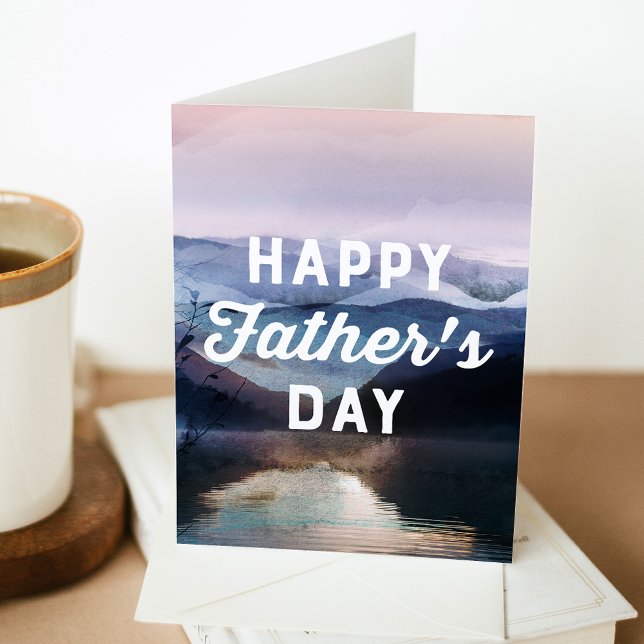 Watercolor Lake and Mountain Happy Father's Day Card (Creator Uploaded)