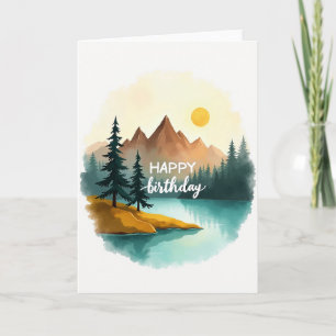 Watercolor Lake Birthday Card