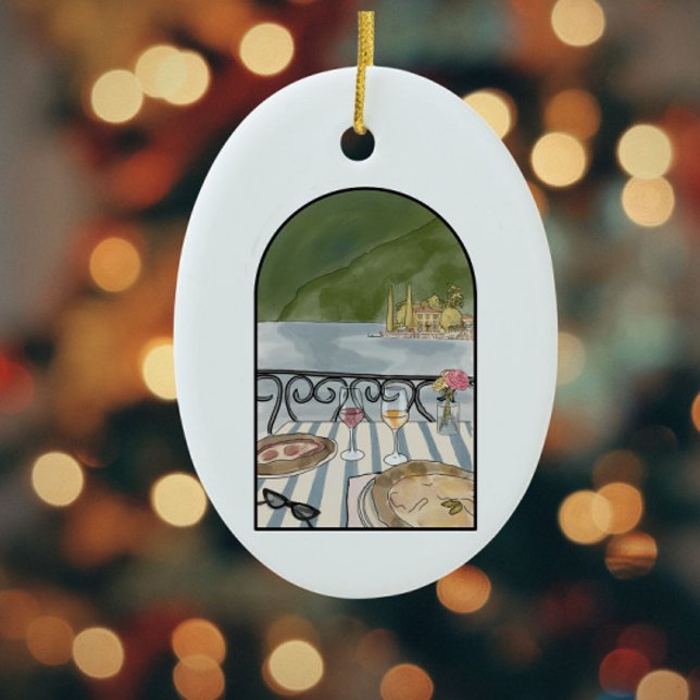Watercolor Lake Como Italy  Ceramic Ornament (Creator Uploaded)