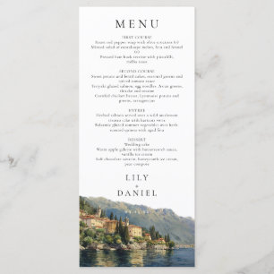 Watercolor Lake Como Italy Destination Wedding Menu