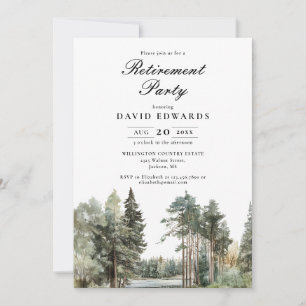 Watercolor Lake Forest Woodland Retirement Party Invitation