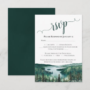 Watercolor Lake Tahoe Landscape Rustic Wedding RSVP Card