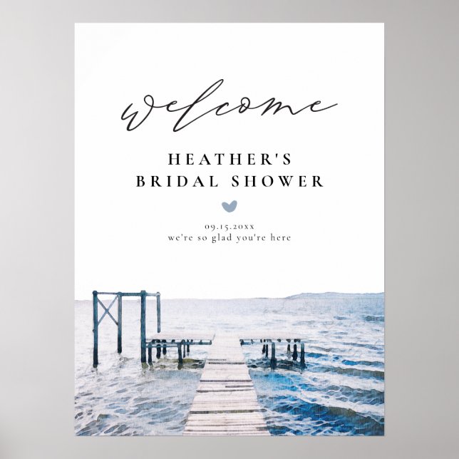 Watercolor Lakeside Lake Bridal Shower Welcome Poster (Front)