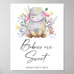 Watercolor lamb - babies are sweet poster