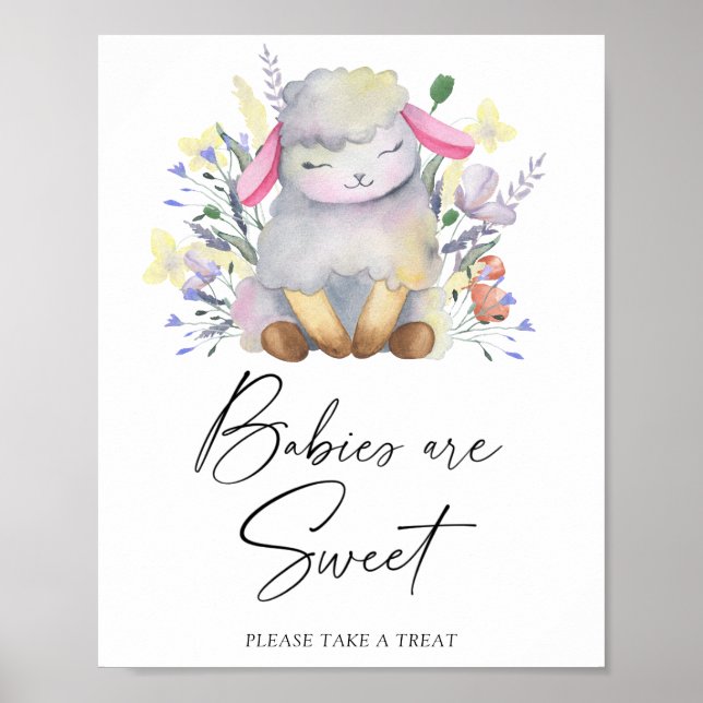 Watercolor lamb - babies are sweet poster (Front)