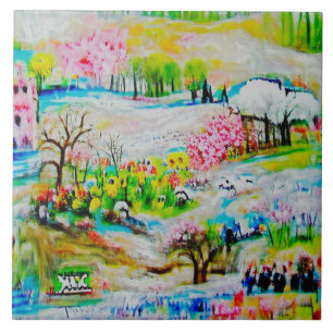 Watercolor Landscape 2 Ceramic Tile