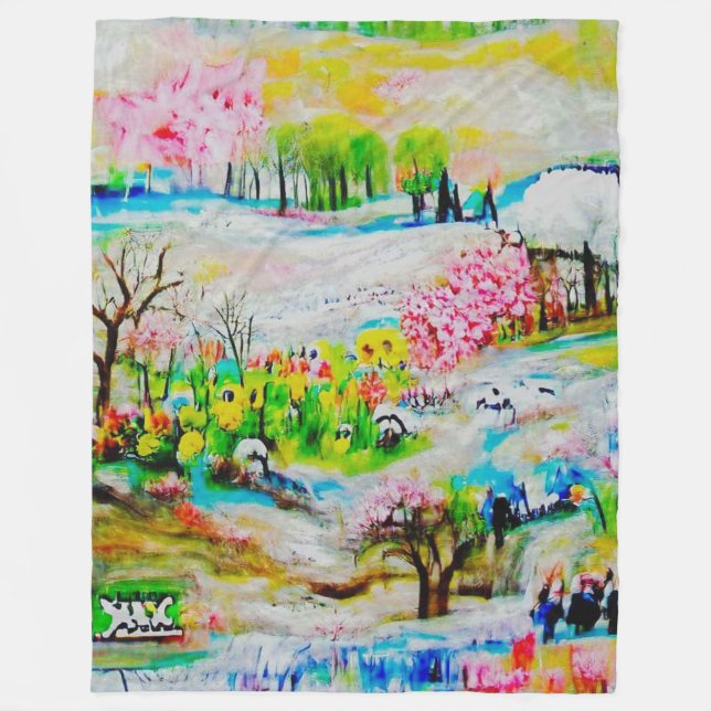 Watercolor Landscape 2 Fleece Blanket (Front)