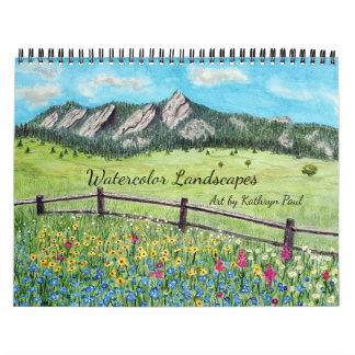 Watercolor landscape art wall calendar 2027