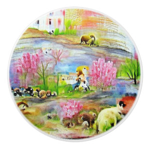 Watercolor Landscape Ceramic Knob