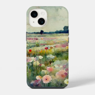 Watercolor Landscape Colourful Floral iPhone 14 Case