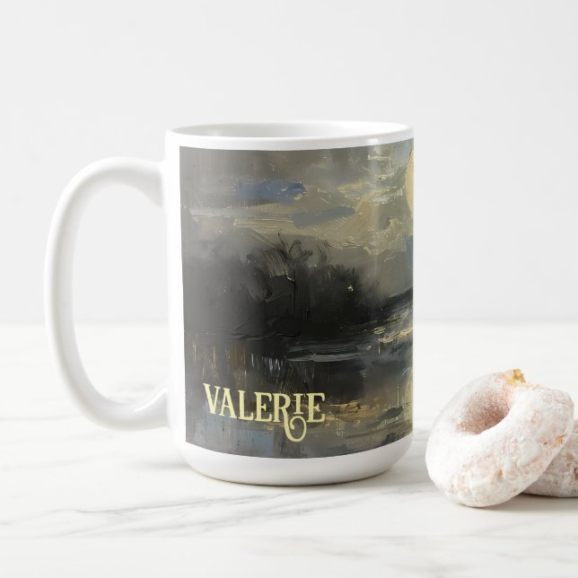 Watercolor Landscape Custom Name Mug (With Donut)