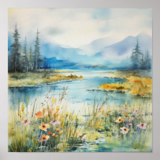 Watercolor Landscape III Poster