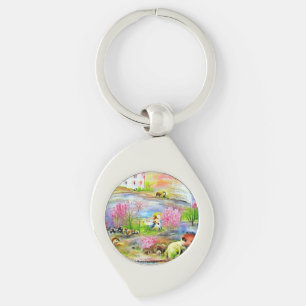 Watercolor Landscape Key Ring