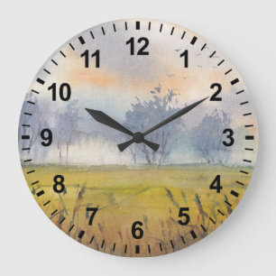 Watercolor Landscape Morning Light Clock