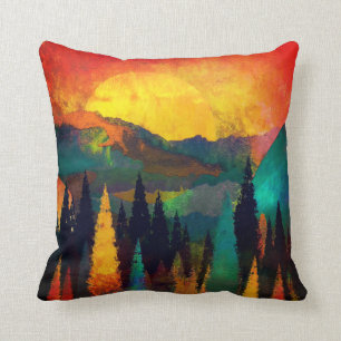 Watercolor Landscape Mountain Painting  Cushion
