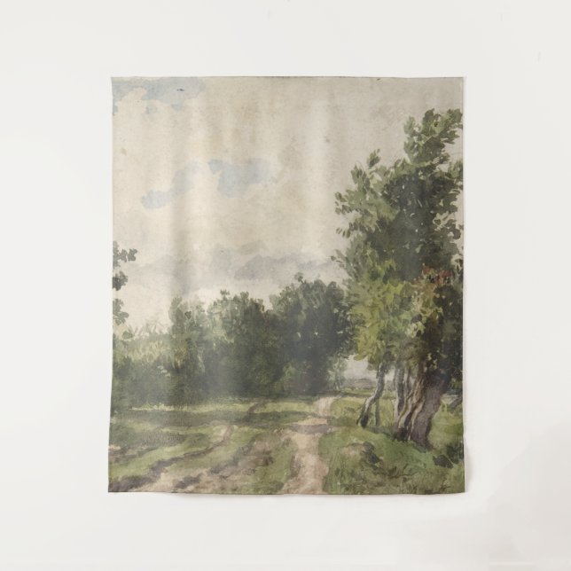 Watercolor Landscape of Path - Constant Troyon Tapestry (Front)
