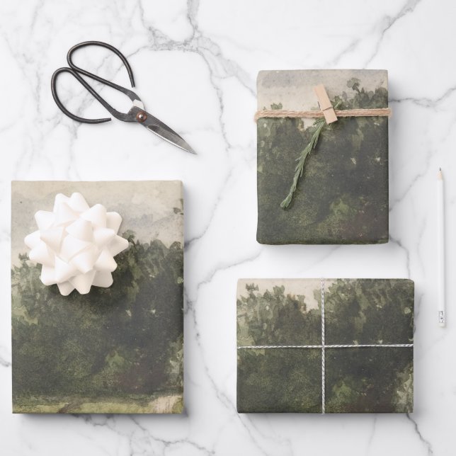 Watercolor Landscape of Path - Constant Troyon Wrapping Paper Sheet (Front)