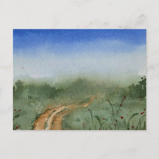 Watercolor Landscape Painting Postcard