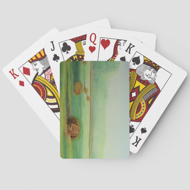 Watercolor landscape pasture meadow  playing cards (Back)