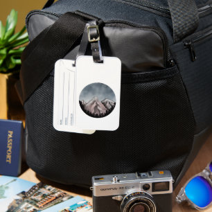 Watercolor landscape round luggage tag
