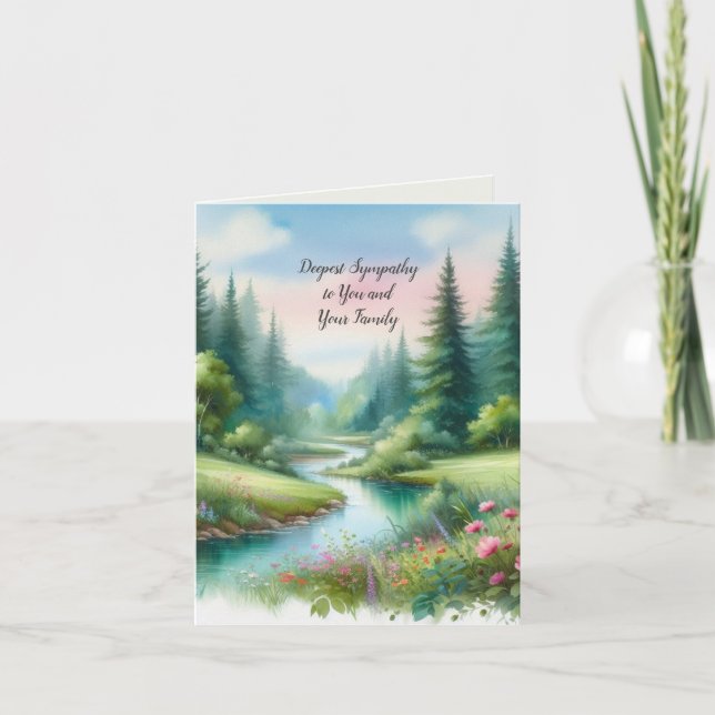 Watercolor Landscape Sympathy Thank You Card (Front)