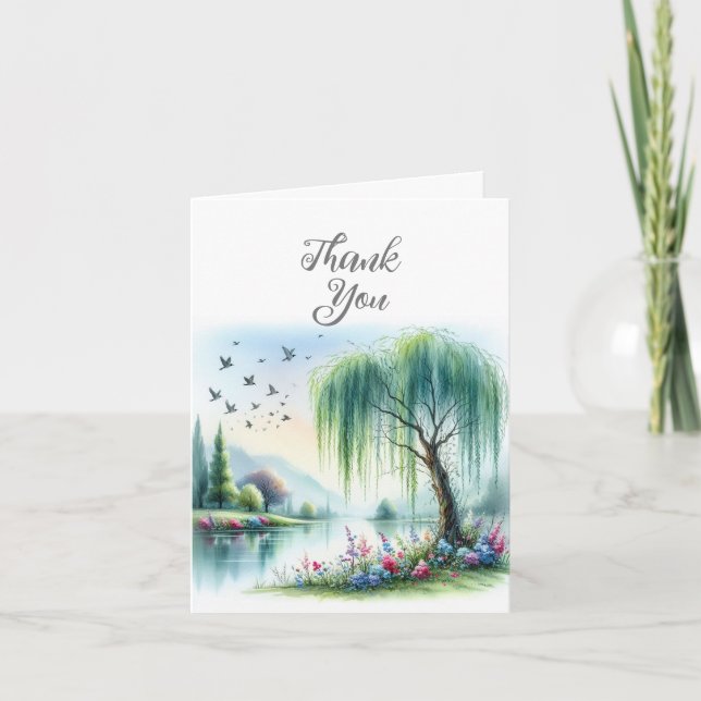 Watercolor Landscape Thank You Card (Front)