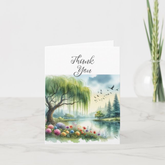 Watercolor Landscape Thank You Card (Front)