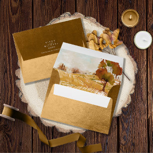 Watercolor Landscape Wedding Autumn Gold ID786 Envelope