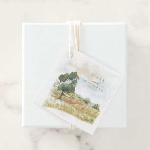 Watercolor Landscape Wedding Sage Green ID786 Favour Tags