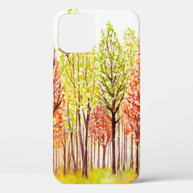 Watercolor landscape with autumn trees Case-Mate iPhone case (Back)