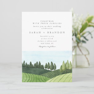 Watercolor Lanscape Green wedding invitation