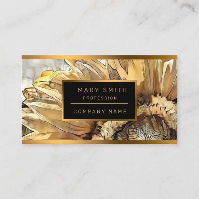Watercolor Large Sunflower Elegant Collection Business Card (Front)