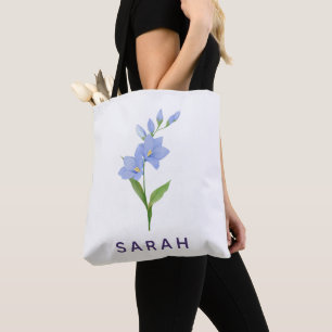 Watercolor Larkspur royalty Custom Name Tote Bag