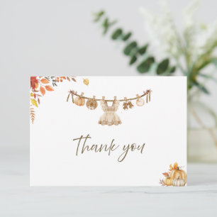 Watercolor Laundry  Fall Boho Baby Shower  Thank You Card