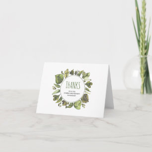 Watercolor Laurel Greenery Wedding Thank You Card