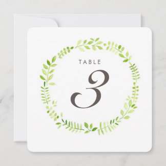 Watercolor Laurel Table Number Square card