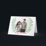 Watercolor Laurel Wreath Merry Christmas Photo Holiday Card<br><div class="desc">Celebrate and spread joy this holiday season with this stylish Christmas folded card featuring hand-painted watercolor laurels. Customise with you favourite photo on the front and back and your own personalised sentiment on the inside.</div>