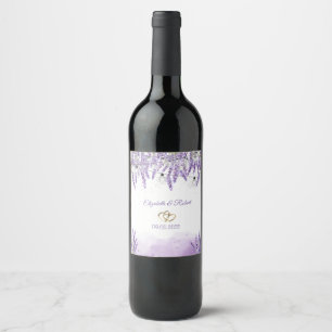 Watercolor Lavander String Lights Wine Label