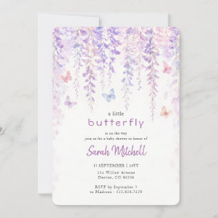 Watercolor Lavender a Little Butterfly Baby Shower Invitation