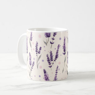 Watercolor lavender and dots design coffee mug