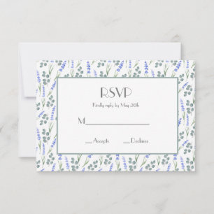 Watercolor Lavender and Eucalyptus Pattern RSVP Card