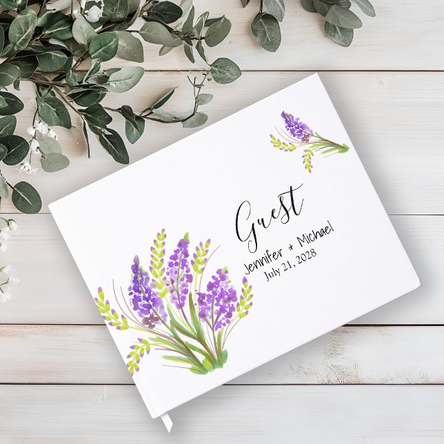 Watercolor Lavender and Green Florals Guest Book (Creator Uploaded)